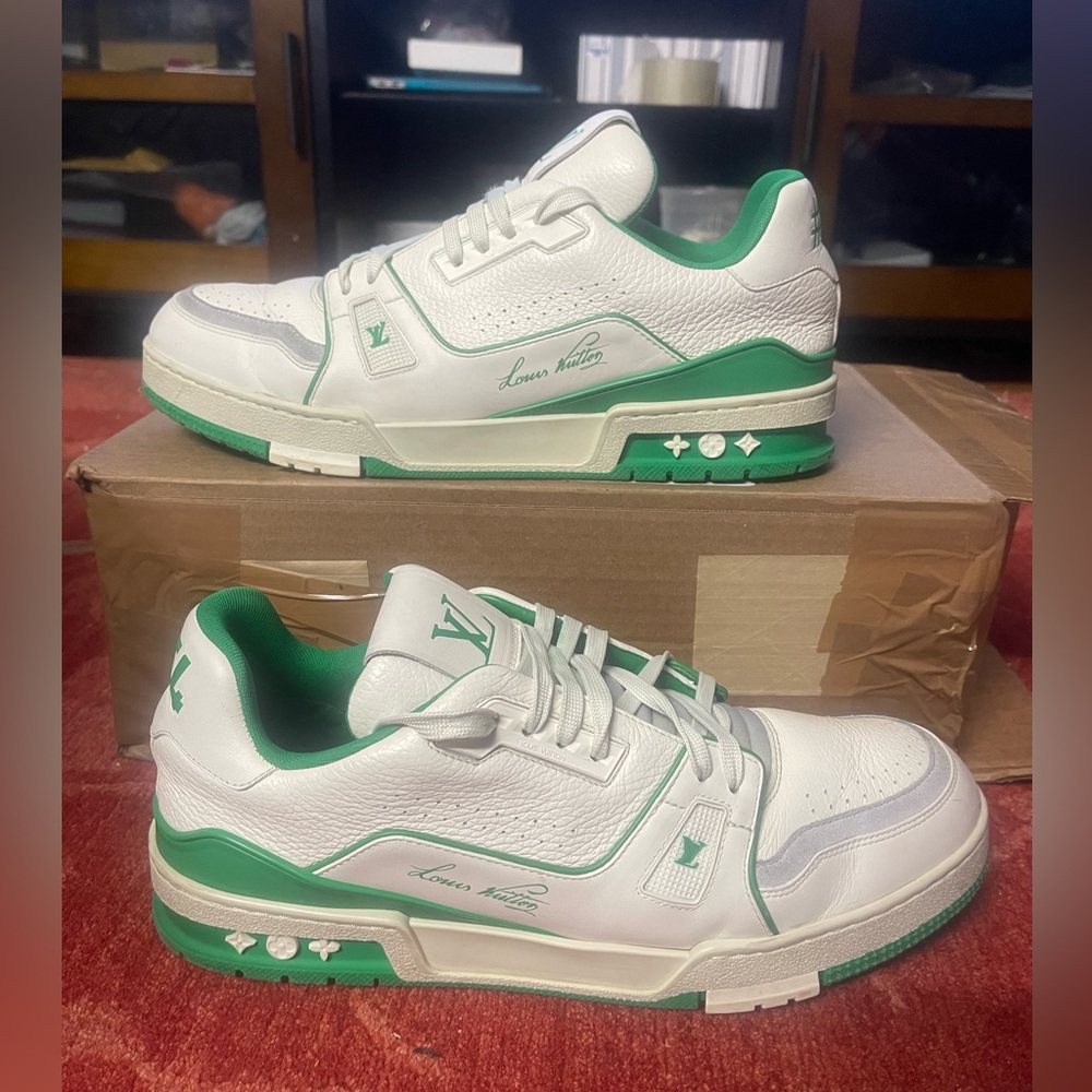 Louis Vuitton Trainer Low '#54 Signature - White Green'.